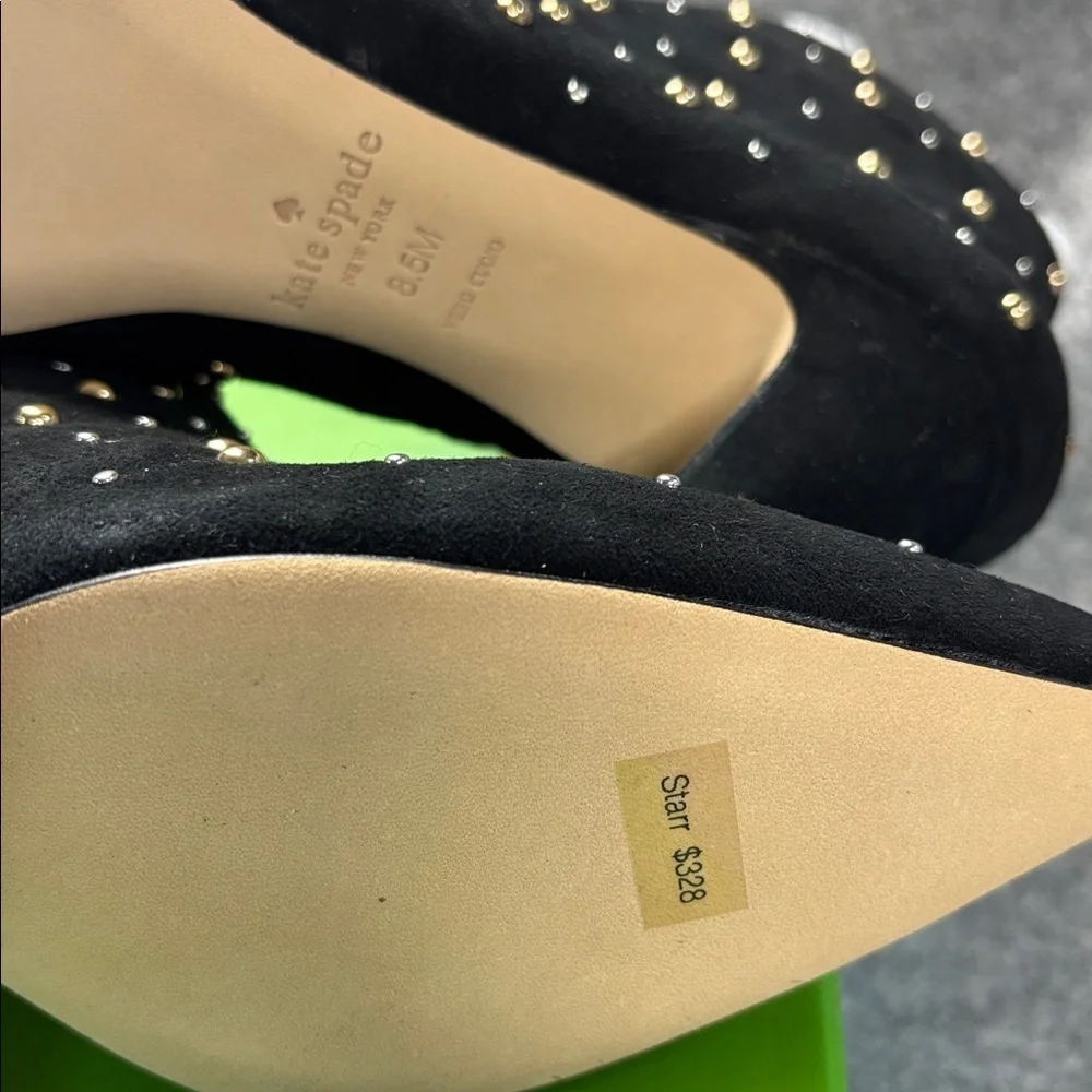 Kate Spade Kate Genuine Suede Leather STARR Studded heel Ankle Booties  8 1/2